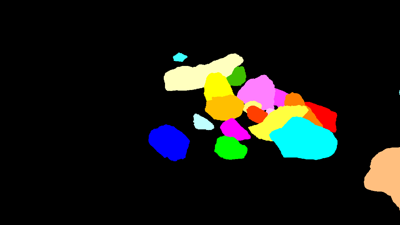 Ground-truth instance masks, with separate rocks shown in different colors