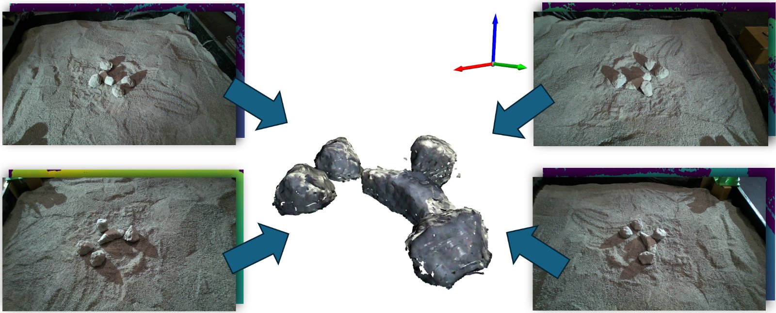 Four-view lunar rock reconstruction